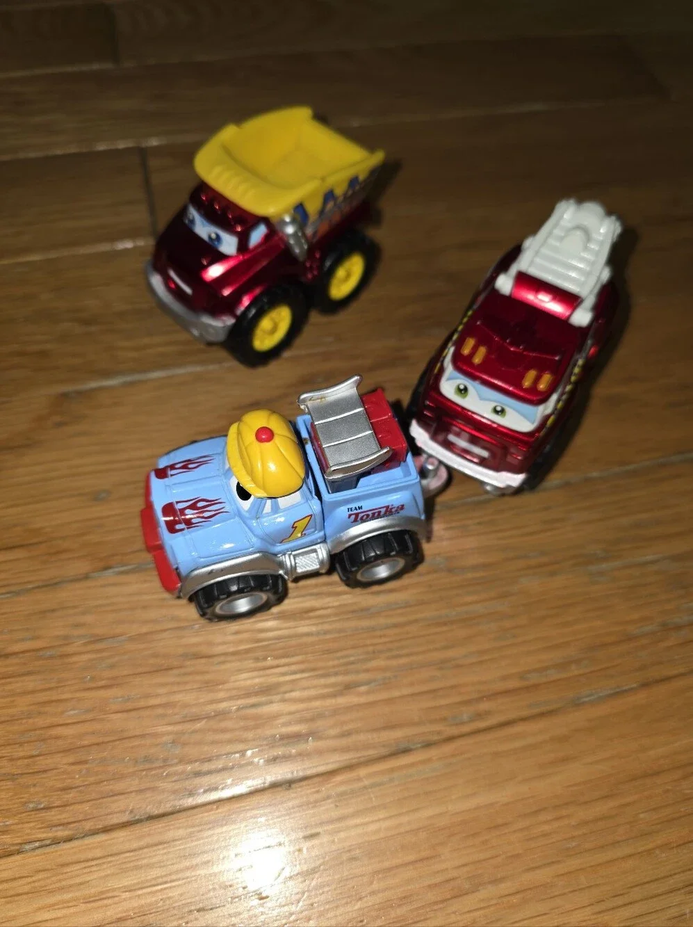 3PC VINTAGE Tonka Blue and Red Mini Truck Toy